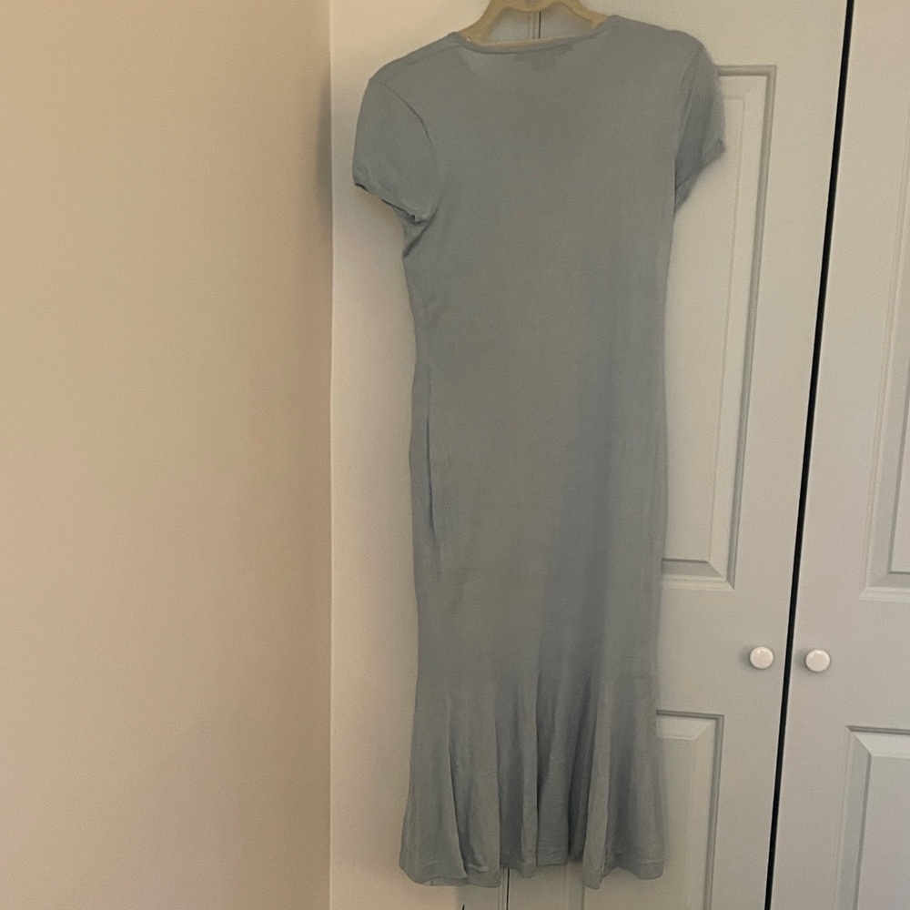 Ralph Lauren Blue Label Silk Short Sleeve Fitted Midi Dress Dusty Blue - Medium - Picture 14 of 16